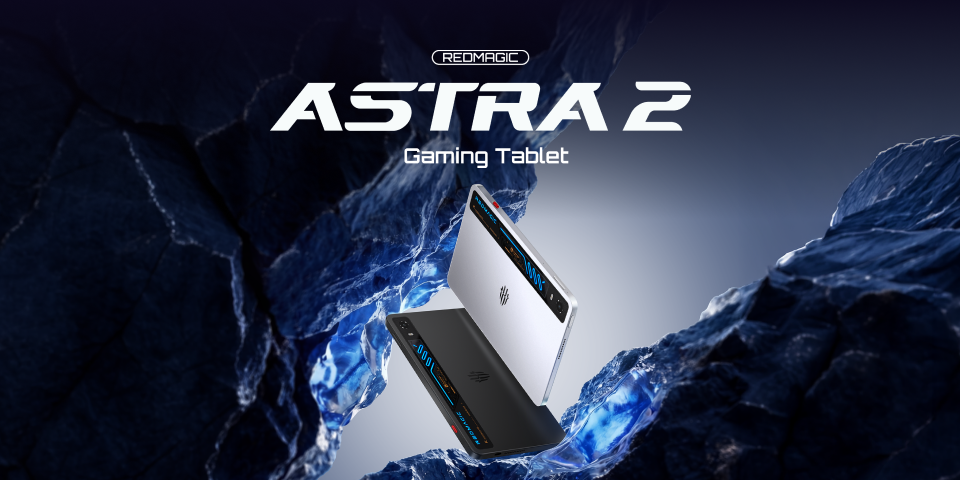 The new REDMAGIC Astra 2 gaming tablet showcasing its sleek design and icy AquaCore cooling.