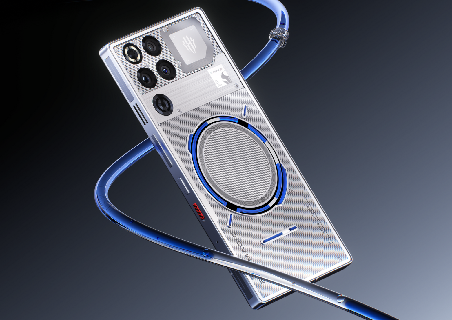 REDMAGIC phone with liquid cooling loop visualization
